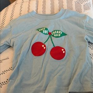 Okie Dokie Light Blue Long Sleeve Tee with Cherry Design